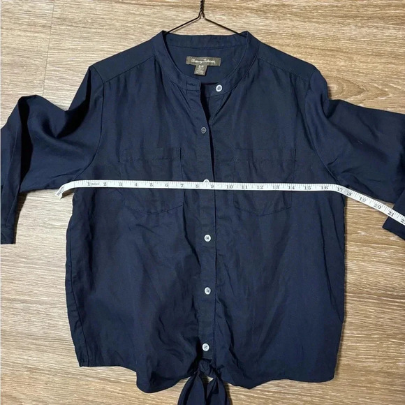 Tommy Bahama Tie Front Button Down Linen Blend Short Sleeve Shirt Size S - Picture 10 of 12